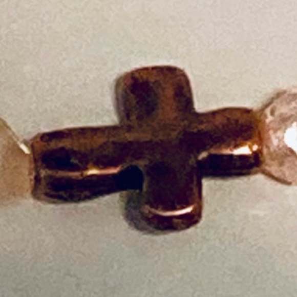 Handmade Multicolor Bicone and Round Bead Bracelet W/ Antique Gold Metal Cross - Picture 3 of 3